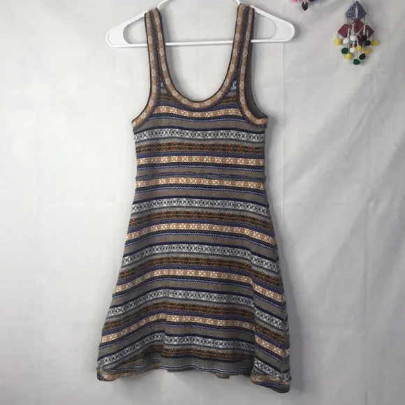 FP fair isle stripe wool blend sweater mini dress - Picture 3 of 9